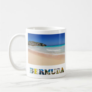 Taza De Café Foto de herradura de la playa de la arena del rosa