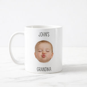 Taza De Café Foto de la abuela con cara de beso de bebé persona