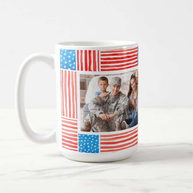 Taza De Café Foto de la bandera estadounidense pintada por Pers (Izquierda)