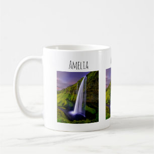 Taza De Café Foto de la cascada islandesa verde naturaleza