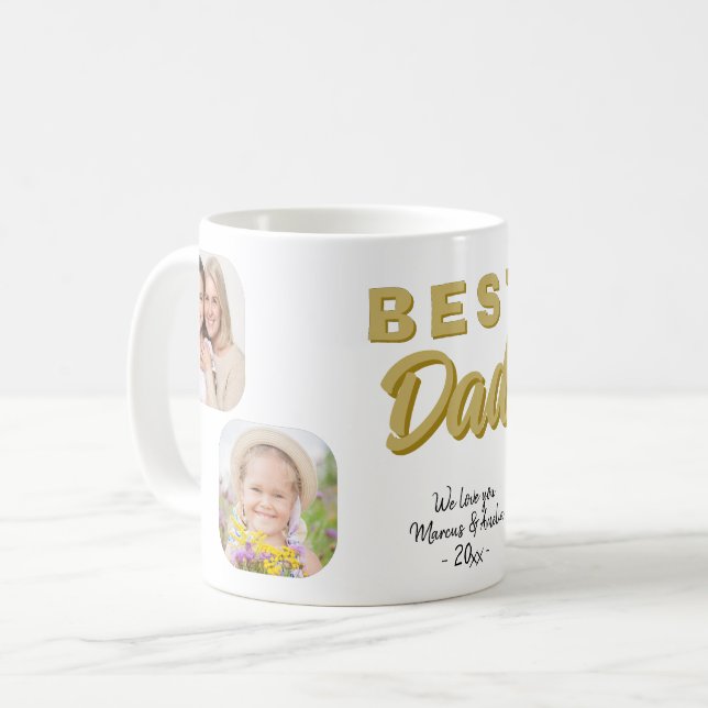 Taza De Café Foto de la familia Best Dad (Anverso izquierdo)