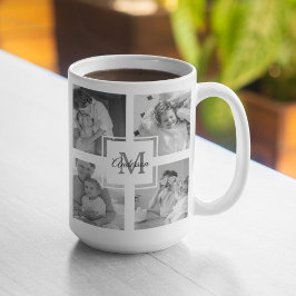 Taza De Café Foto de la familia Collage de moda Inicio blanco y