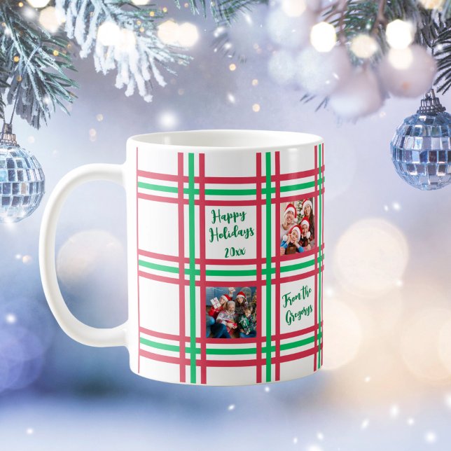 Taza De Café Foto de la familia Red Green Plaid de personalizad (Subido por el creador)
