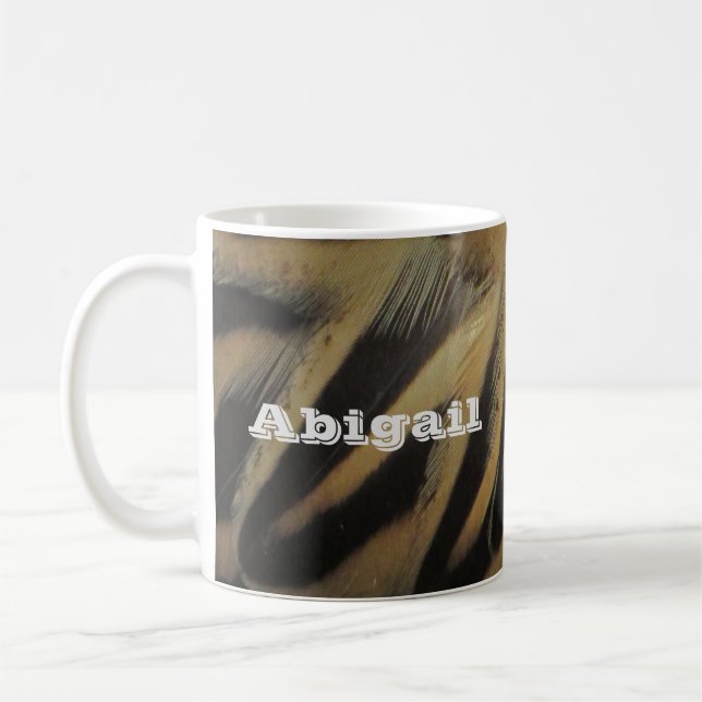 Taza De Café Foto de la naturaleza Elegantes plumas de pájaros  (Izquierda)