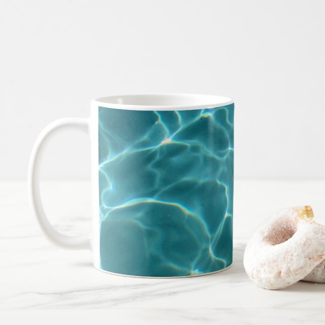 Taza De Café Foto De La Piscina Verde De Aqua (Con donut)