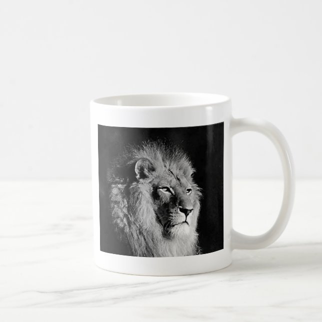 Taza De Café Foto de León Blanco y Negro (Derecha)