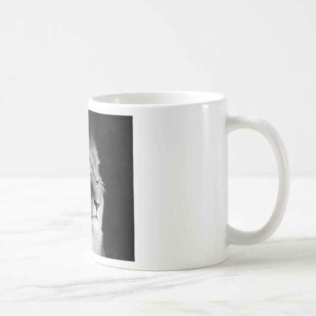Taza De Café Foto de León Blanco y Negro (Derecha)