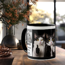 Taza De Café Foto de los amantes del gato negro y blanco