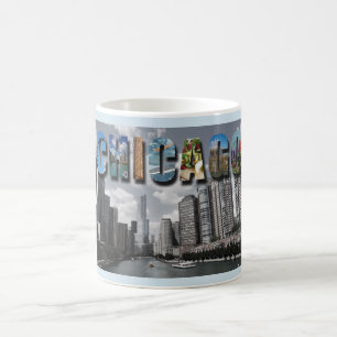 Taza De Café Foto de los rascacielos del horizonte de la ciudad