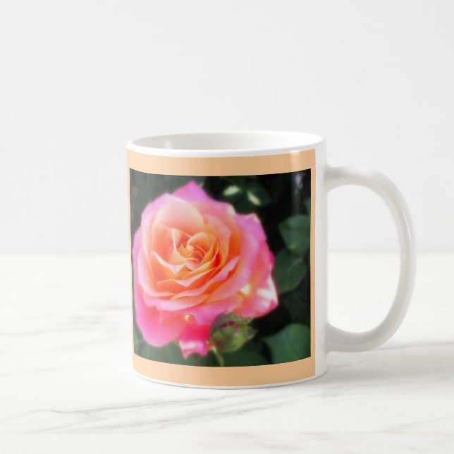 Taza De Café Foto de macro Rosa rosa y Naranja bonito (Derecha)