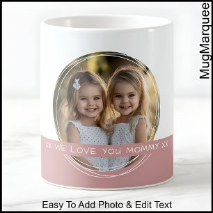 Taza De Café Foto De Mamá Con Texto Personalizado Rosa Polvorie