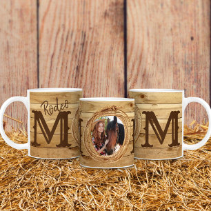 Taza De Café Foto de Mamá de Rodeo Occidental Rústico