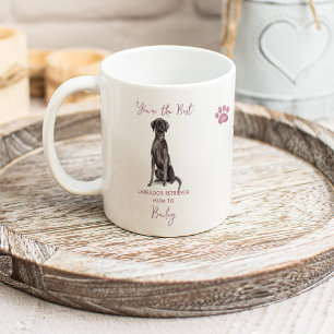 Taza De Café Foto de Mamá Perro Labrador Retriever Negro Acuare