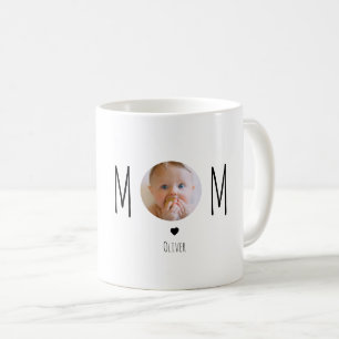 Taza De Café Foto de mamá, rostro de bebé moderno