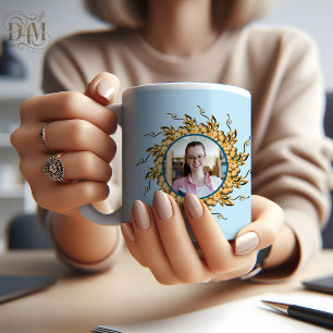 Taza De Café Foto de Mandala Floral Naranja Blush 3D Moderna Do