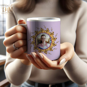 Taza De Café Foto de Mandala Floral Naranja con Doodle Moderno 