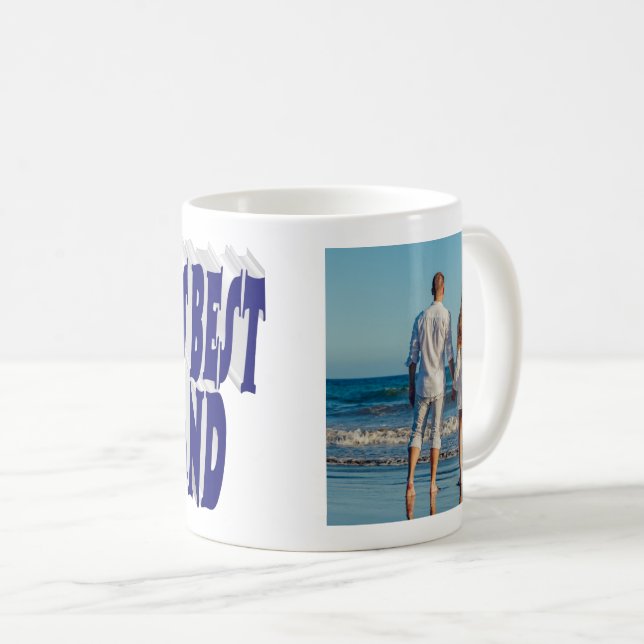 Taza De Café Foto de marido con texto azul oscuro (Anverso derecho)