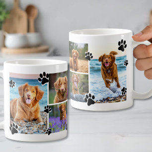 Taza De Café Foto de mascota con huella de pata simple