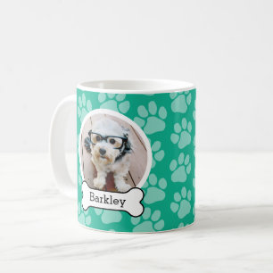 Taza De Café Foto de mascota con hueso de perro y huellas de pa