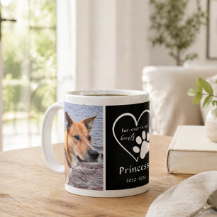 Taza De Café Foto de mascota memoria corazón negro blanco