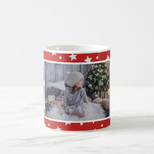 Taza De Café Foto de Navidad con Patrón de Estrella Roja Adorab