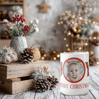 Taza De Café Foto de Navidad de Alegría Personalizada