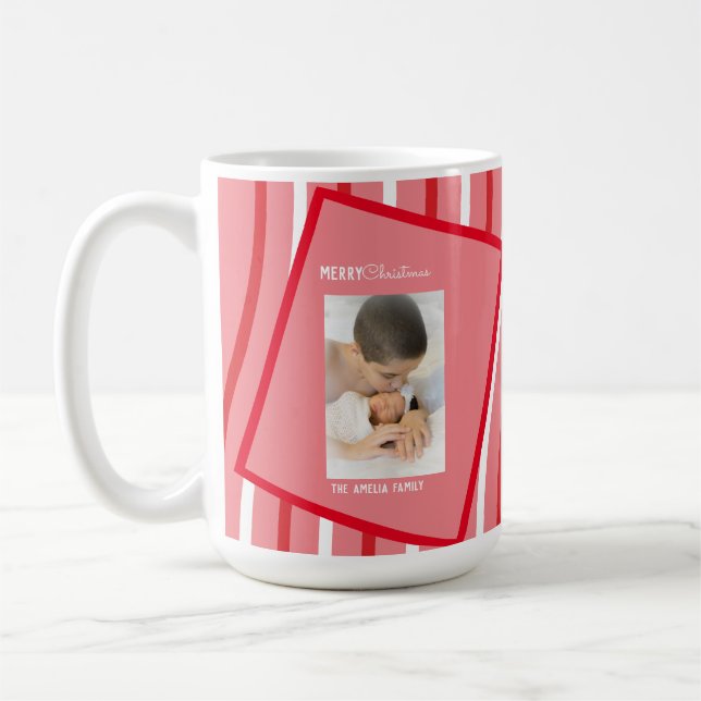 Taza De Café Foto de Navidad de arcoíris de menta rosa (Izquierda)