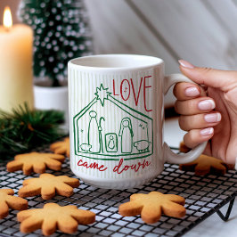 Taza De Café Foto de Navidad de pesebre dibujado a mano con Amo