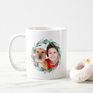 Taza De Café Foto de Navidad Holly Jolly con acuarela