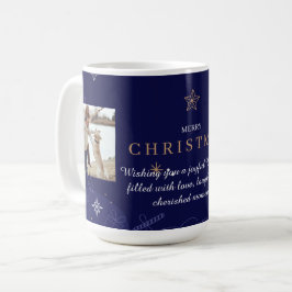 Taza De Café Foto de Navidades de la familia azul moderna