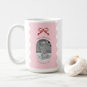 Taza De Café Foto de Navidades de Vestimenta Roja Rosada Modern