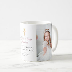 Taza De Café Foto de niña de primera comunión con cruz religios