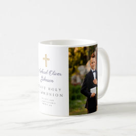 Taza De Café Foto de Niño con Cruz Religiosa Moderna Primera Co