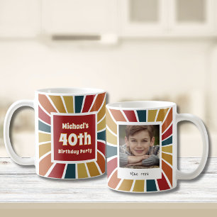 Taza De Café Foto de niño retro cumpleaños 40