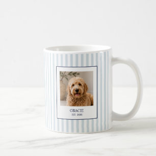 Taza De Café Foto de nombre de mascota con franja personalizada