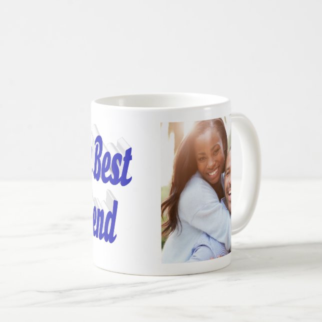 Taza De Café Foto de novio con escritura azul (Anverso derecho)
