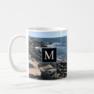 Taza De Café Foto de Ocean Waves and Rocks #1 Dad Blue
