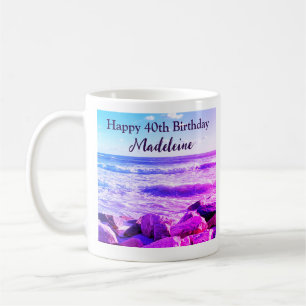 Taza De Café Foto de Olas del Océano Atlántico 40 cumpleaños pú