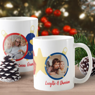 Taza De Café Foto de ornamentos de árbol de Navidad retro