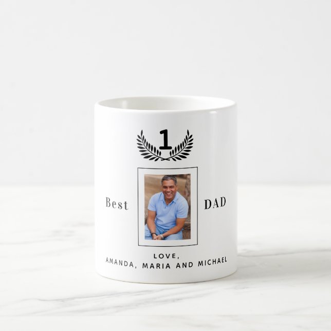 Taza De Café Foto de padre con nombres blancos negros (Centro)
