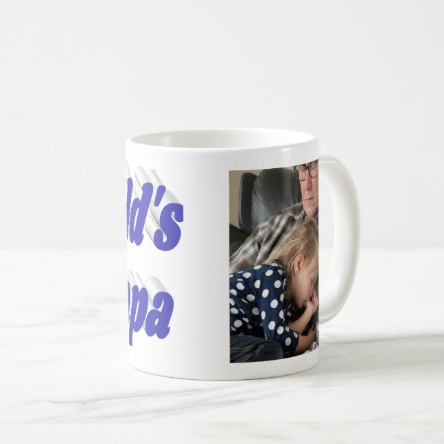 Taza De Café Foto de papá con texto azul (Anverso derecho)
