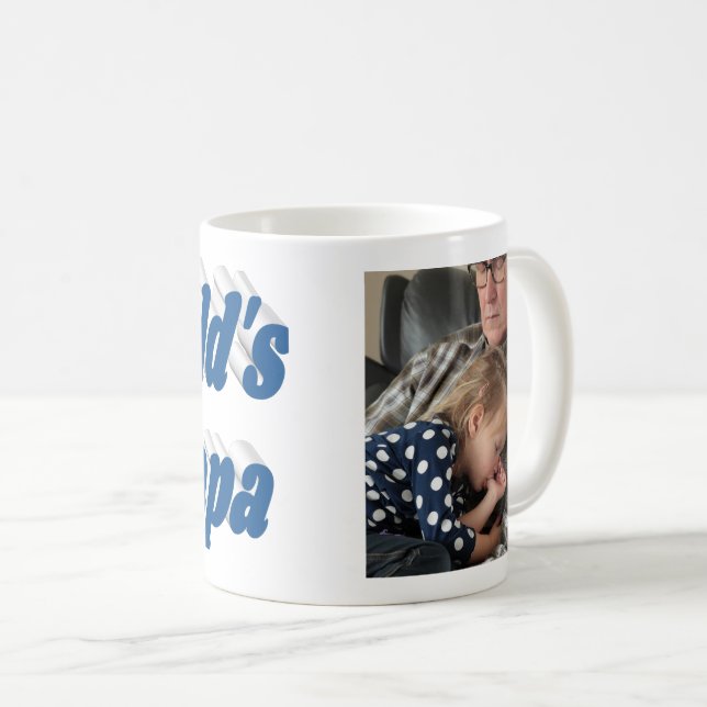 Taza De Café Foto de papá con texto azul marino (Anverso derecho)
