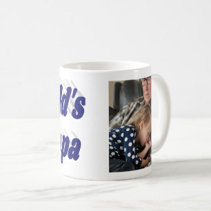 Taza De Café Foto de papá con texto azul oscuro
