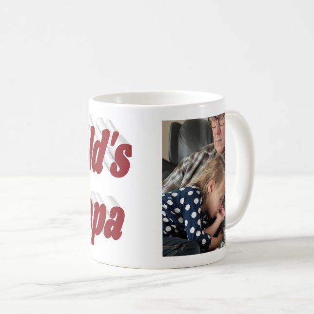 Taza De Café Foto de papá con texto en burdeos (Anverso derecho)
