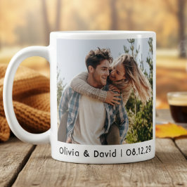 Taza De Café Foto de pareja de boda feliz