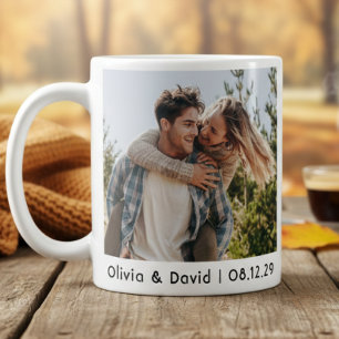 Taza De Café Foto de pareja de boda feliz