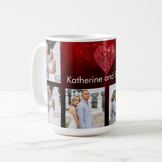 Taza De Café Foto de pareja de recuerdo dulce y nombre personal (Anverso izquierdo)