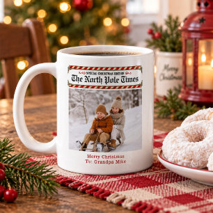 Taza De Café Foto de periódico vintage de Navidad personalizada