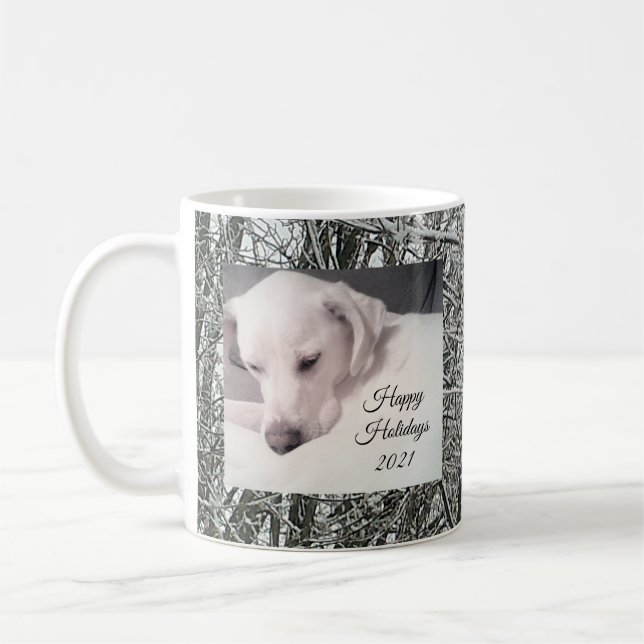 Taza De Café Foto de Perro Blanco lindo que tiene el perezoso d (Izquierda)