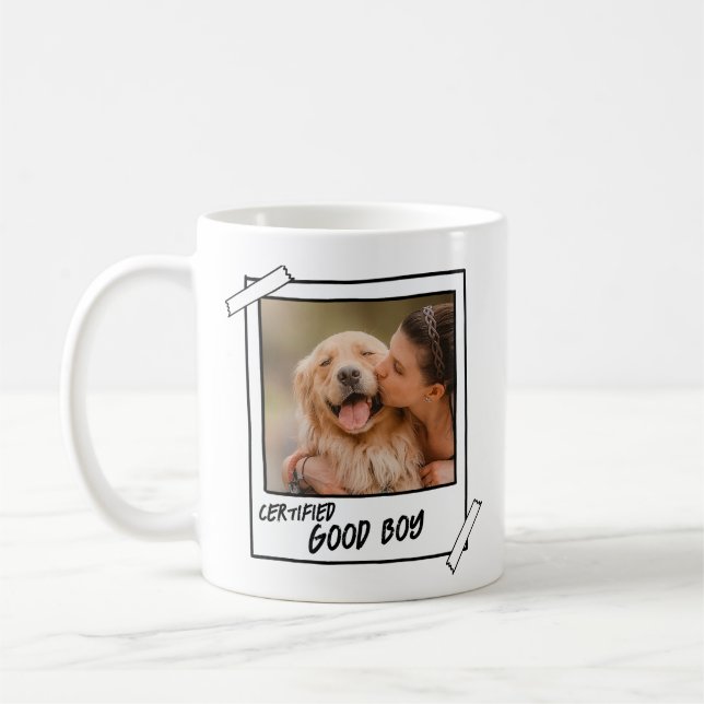 Taza De Café Foto de perro de buen chico certificada por Golden (Izquierda)